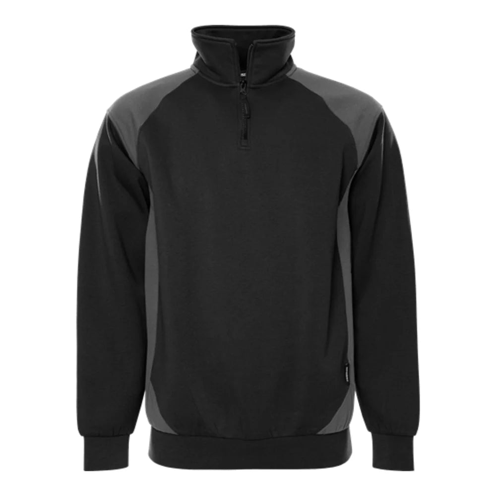 Fristads Green Sweater Met Korte Rits 7048 Gsm Zwart Grijs