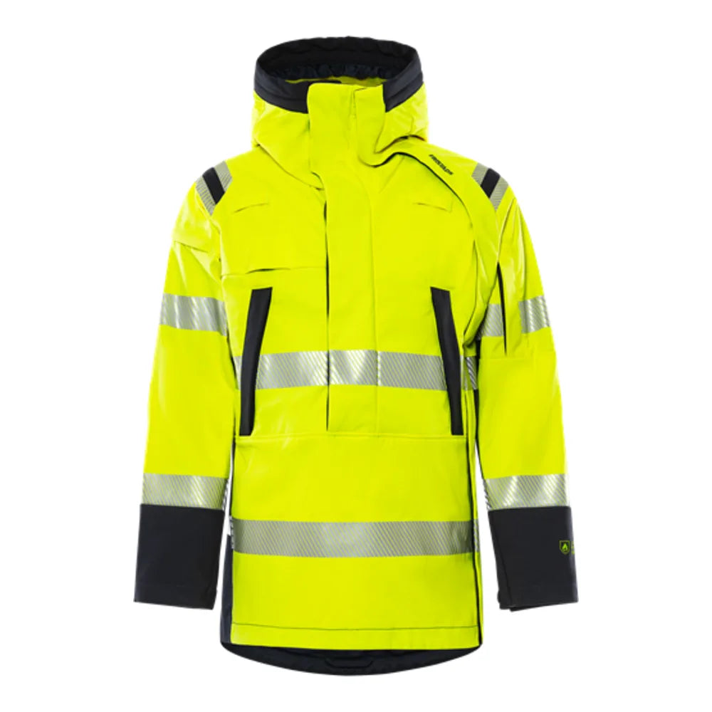 Fristads Flamestat High Vis Stretch Softshell Anorak Klasse 3 4019 Fss High Vis Geel Marineblauw