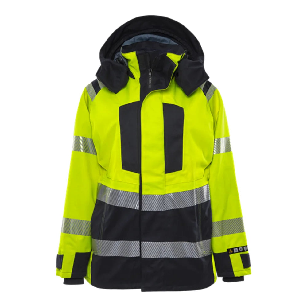 Fristads Flamestat High Vis Airtech® Dames Shelljack Klasse 3 4526 Athr High Vis Geel Marineblauw