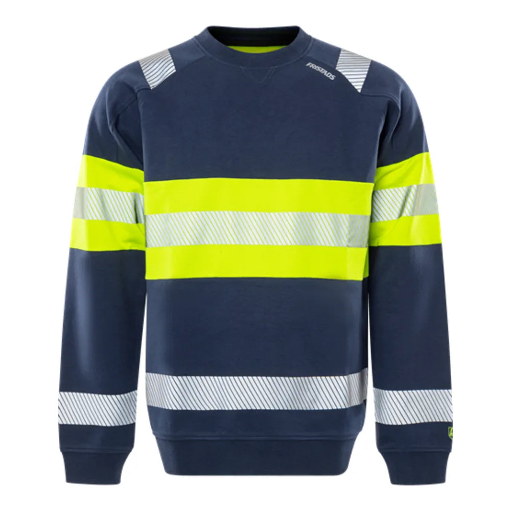 Fristads High Vis Green Stretch Sweater Klasse 1 7530 Gkc High Vis Geel Marineblauw