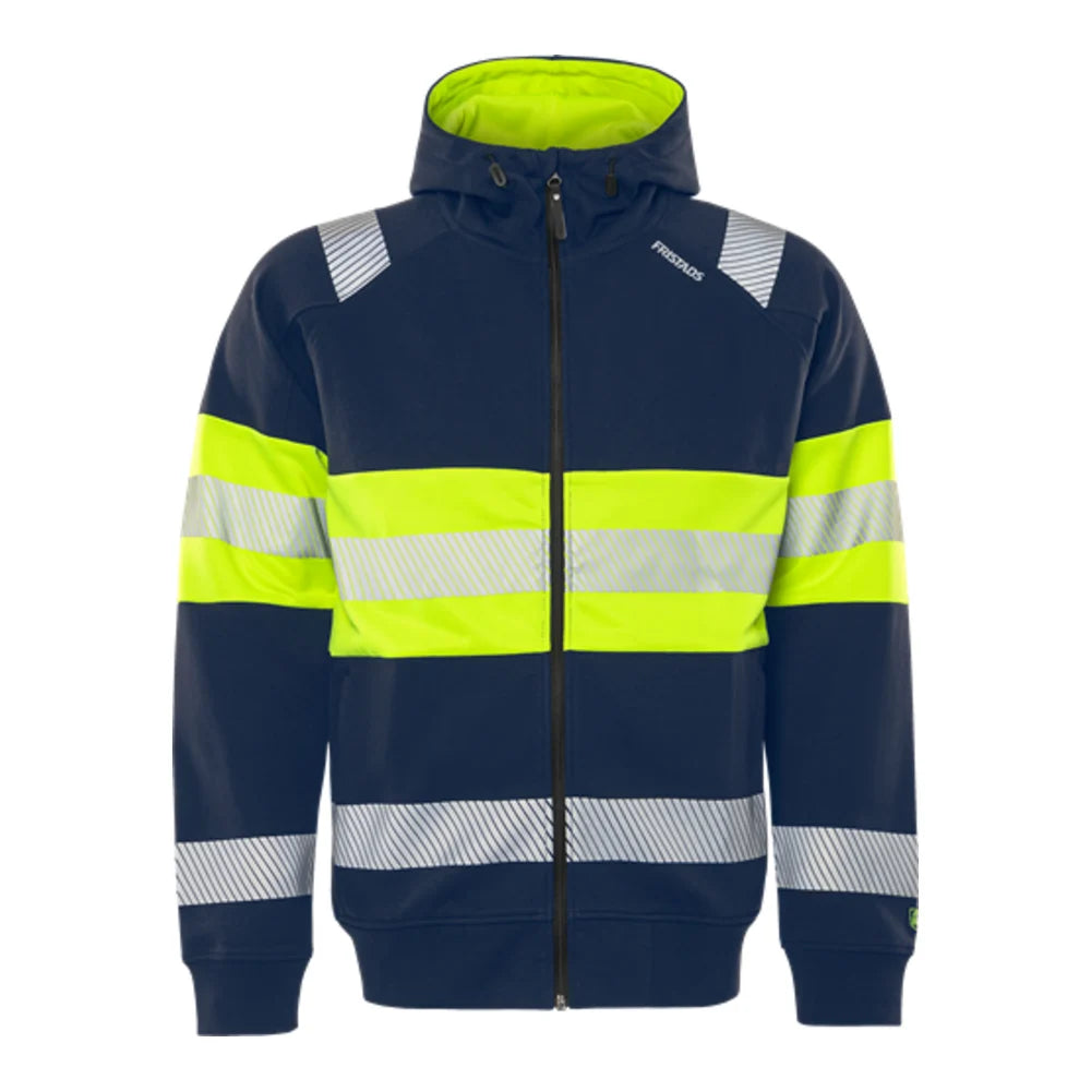 Fristads High Vis Green Stretch Sweater Met Capuchon Klasse 1 7532 Gkc High Vis Geel Marineblauw
