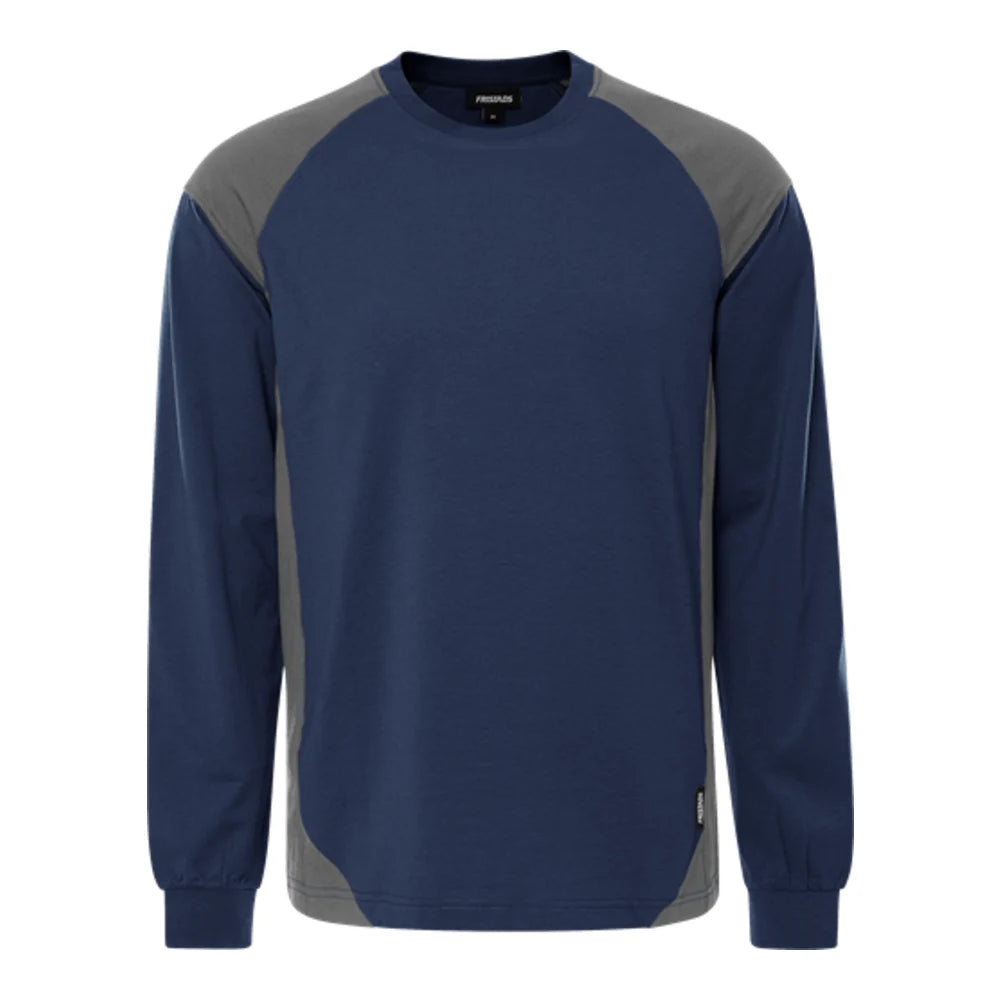 Fristads Green Heavy T-Shirt Lange Mouw 7071 Gtm Marineblauw Grijs