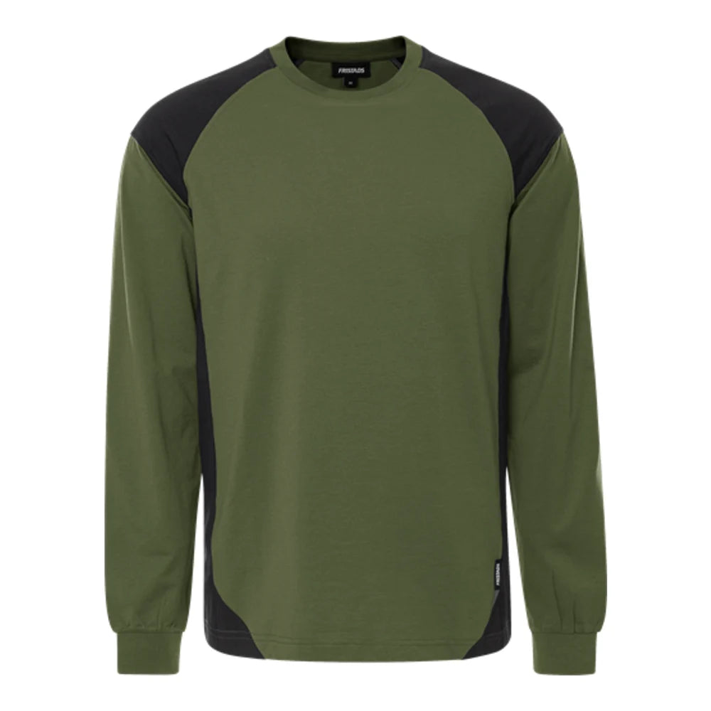 Fristads Green Heavy T-Shirt Lange Mouw 7071 Gtm Legergroen Zwart