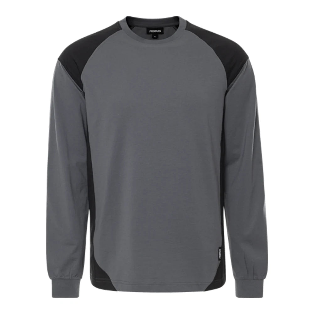 Fristads Green Heavy T-Shirt Lange Mouw 7071 Gtm Grijs Zwart