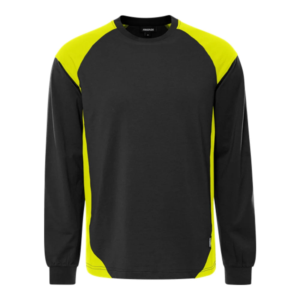 Fristads Green Heavy T-Shirt Lange Mouw 7071 Gtm Zwart Geel