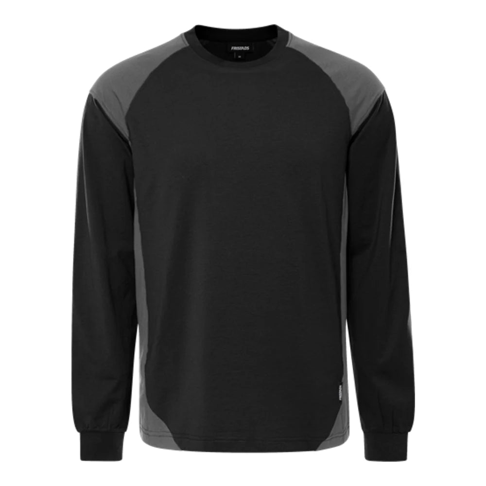Fristads Green Heavy T-Shirt Lange Mouw 7071 Gtm Zwart Grijs