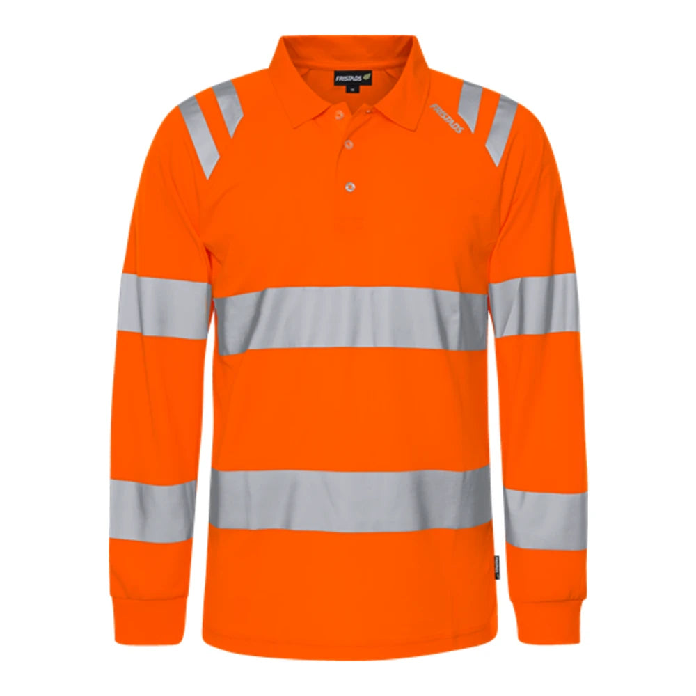 Fristads Hogezichtbaarheids Green Functioneel Poloshirt Met Lange Mouw Klasse 3 7864 Gpst High Vis Oranje