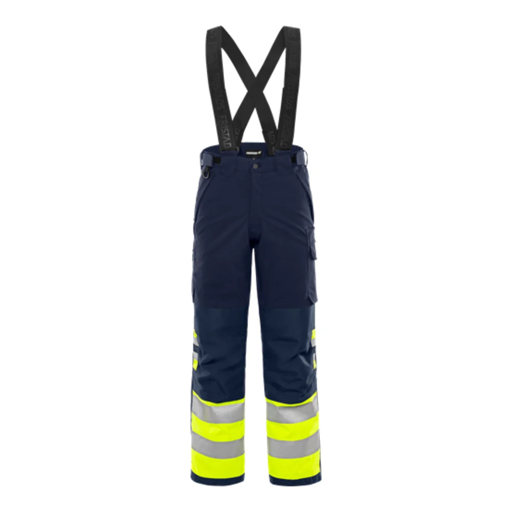 Fristads High Vis Green Stretch Winterbroek Klasse 1 2681 Glps High Vis Geel Marineblauw