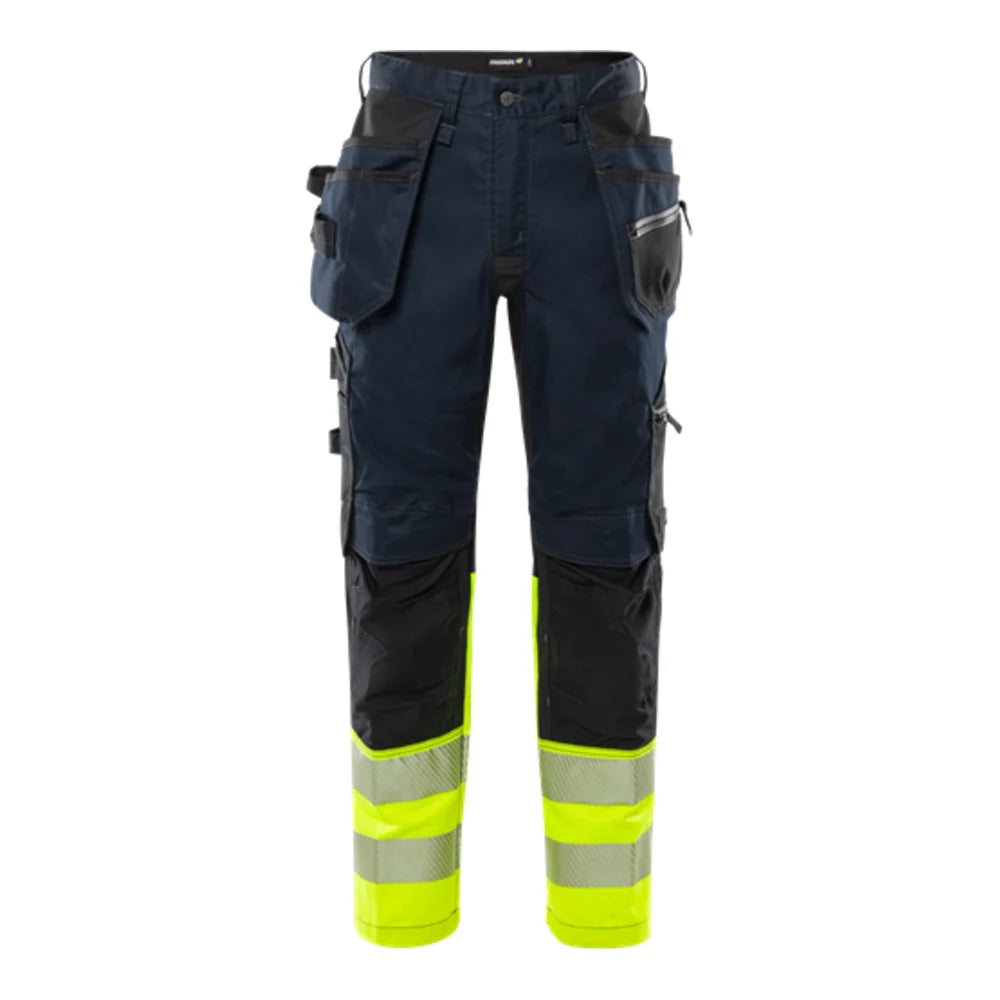 Fristads High Vis Green Craftsman Stretchbroek Klasse 1 2906 Gwm High Vis Geel Donker Marineblauw