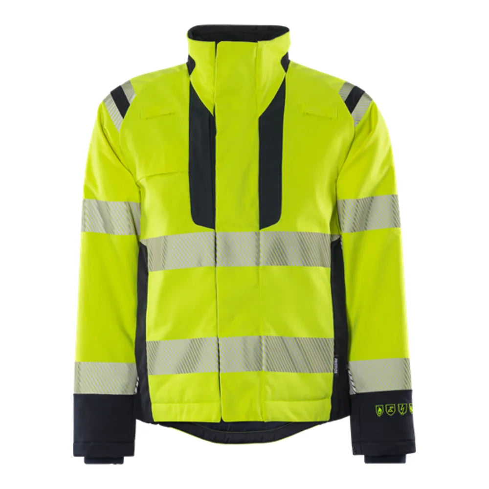 Fristads Flamestat Green High Vis Stretch Winterjack Klasse 3 4942 Gfs High Vis Geel Marineblauw