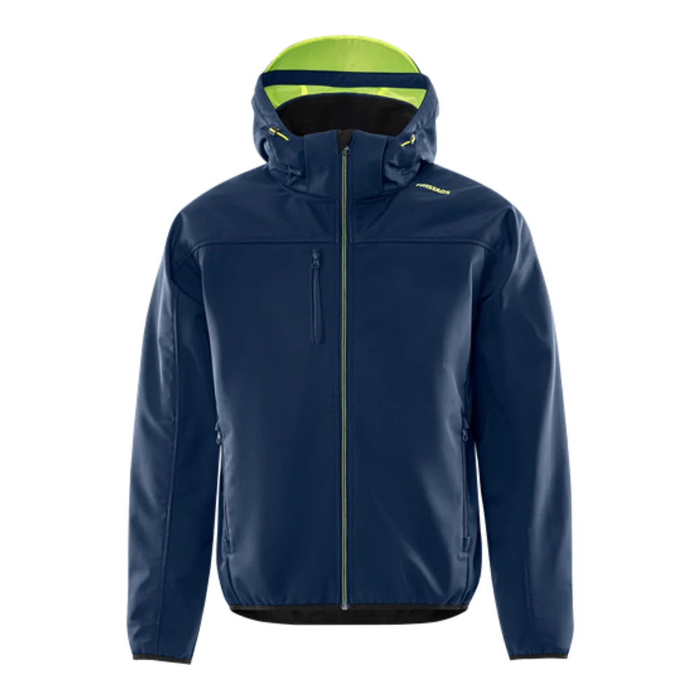 Fristads Softshelljack Met Capuchon 4655 Gbf Marineblauw Geel