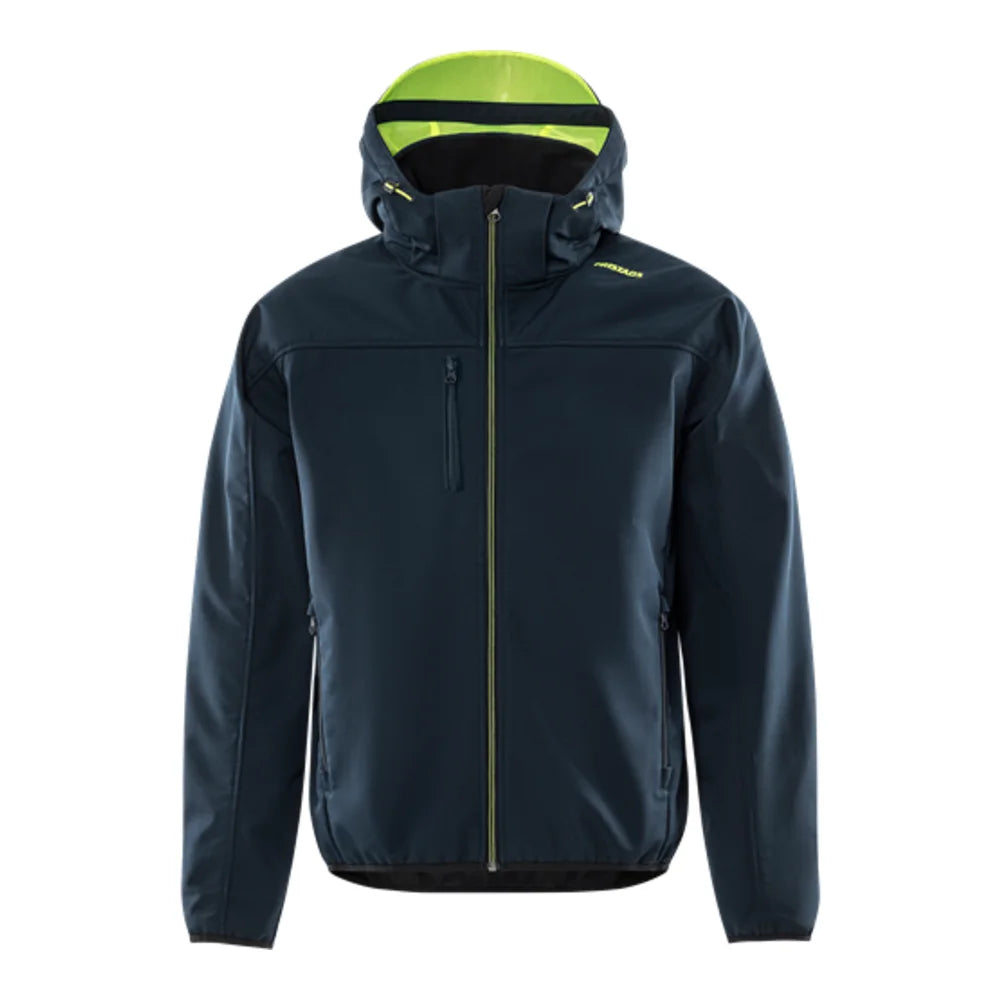 Fristads Softshelljack Met Capuchon 4655 Gbf Donker Marineblauw Geel