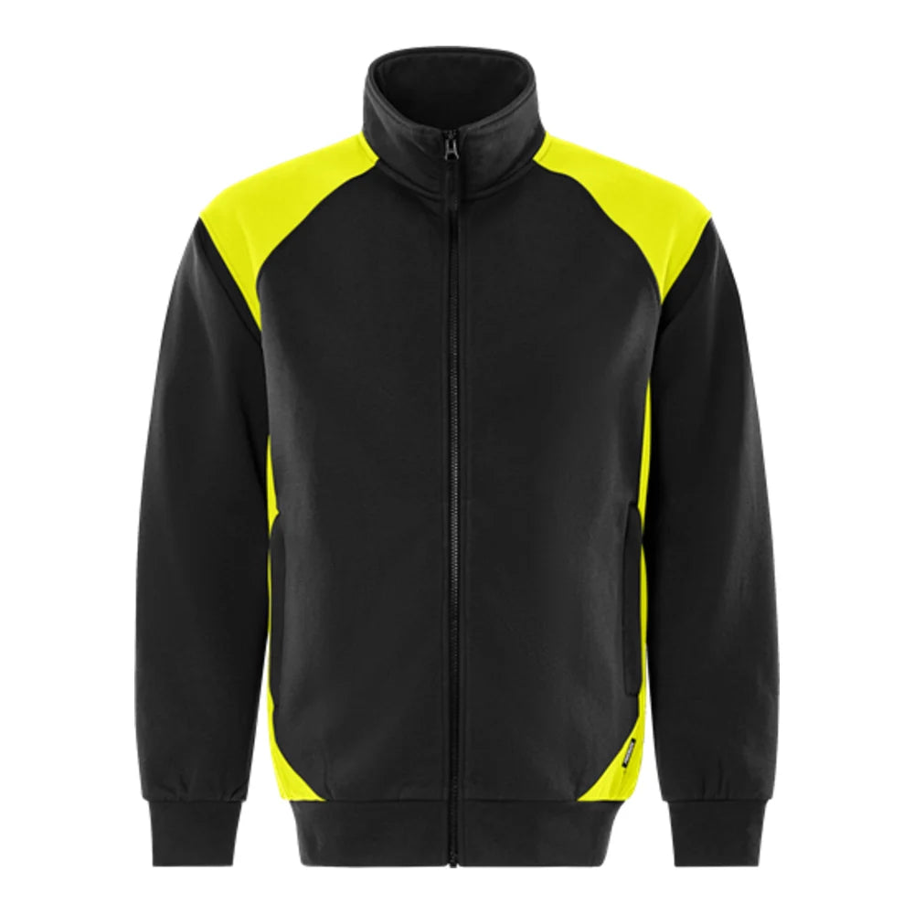 Fristads Green Sweatjack 7248 Gsm Zwart Geel