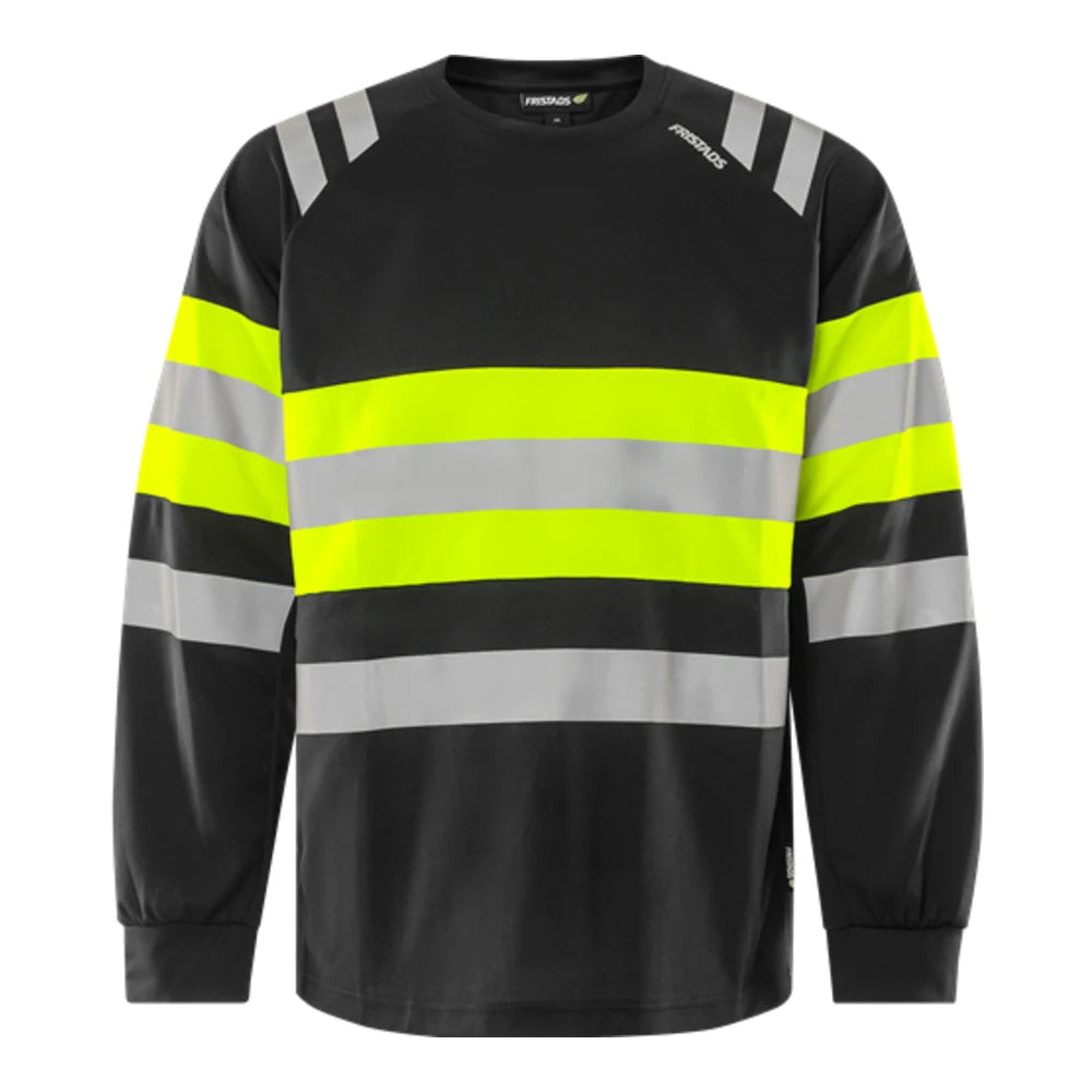 Fristads High Vis Green Functioneel T-Shirt Lange Mouwen Klasse 1 7881 Gpst High Vis Geel Zwart