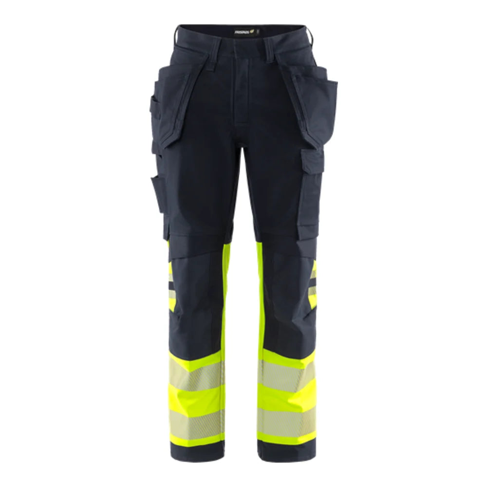 Fristads Flamestat Green High Vis Dames Werkbroek Klasse 1 2951 Gfs High Vis Geel Marineblauw