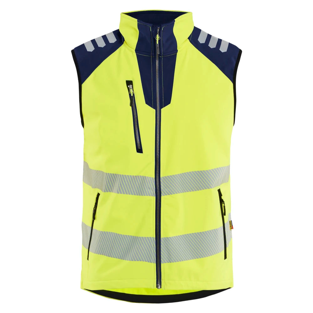 Blaklader 3091 2513 Softshell Bodywarmer High Vis High Vis Geel Marineblauw