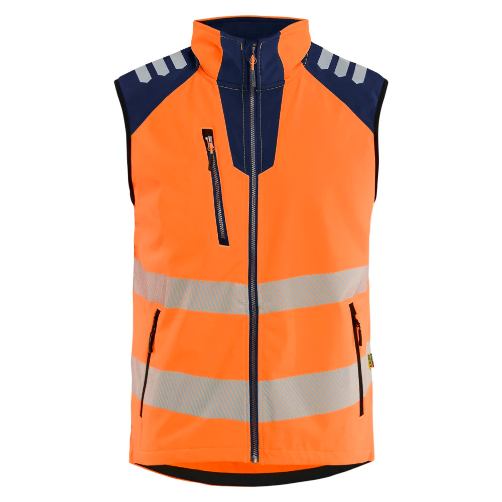Blaklader 3091 2513 Softshell Bodywarmer High Vis High Vis Oranje Marineblauw