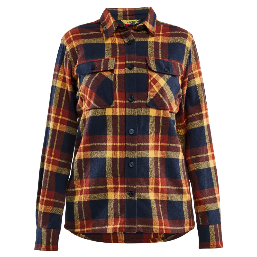 Blaklader 3218 1168 Dames Overhemd Flanel Gebrand Rood Donker Marineblauw