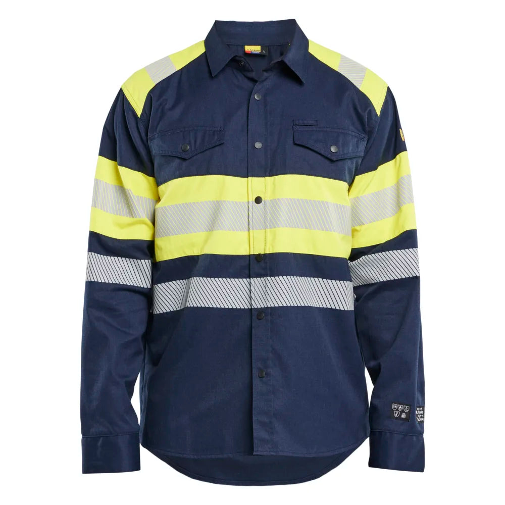 Blaklader 3229 1517 Overhemd Multinorm Marine High Vis Geel