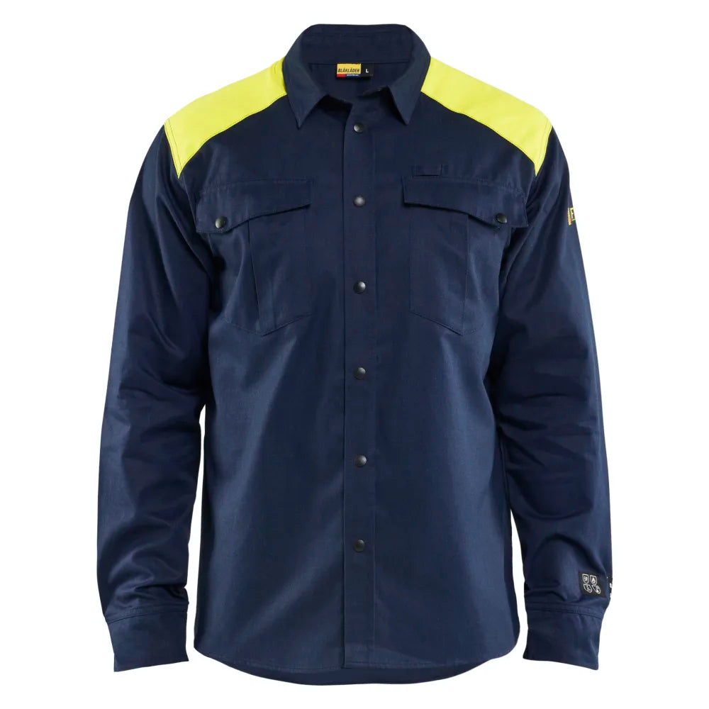 Blaklader 3238 1517 Overhemd Multinorm Marine High Vis Geel