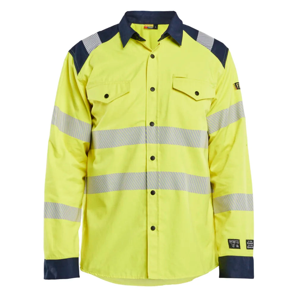 Blaklader 3239 1517 Multinorm Overhemd High Vis Geel Marineblauw