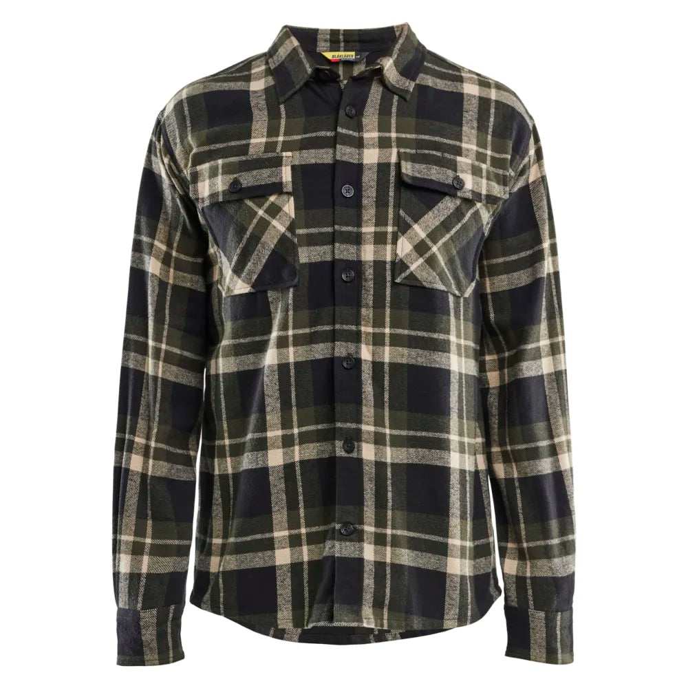 Blaklader 3288 1168 Overhemd Flanel Donker Herfstgroen Zwart