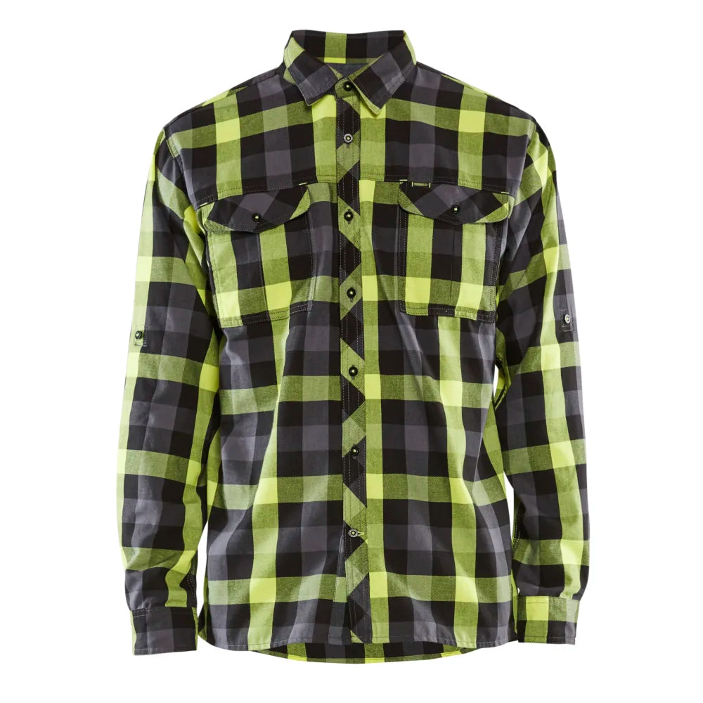 Blaklader 3299 1153 Overhemd Flanel Zwart High Vis Geel