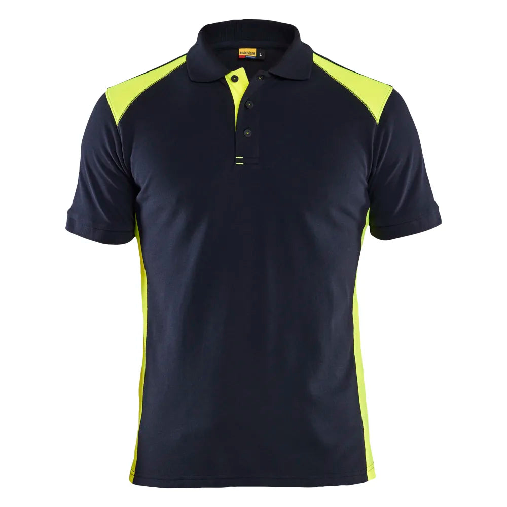 Blaklader 3324 1050 Piqué Polo Donker Marineblauw High Vis Geel