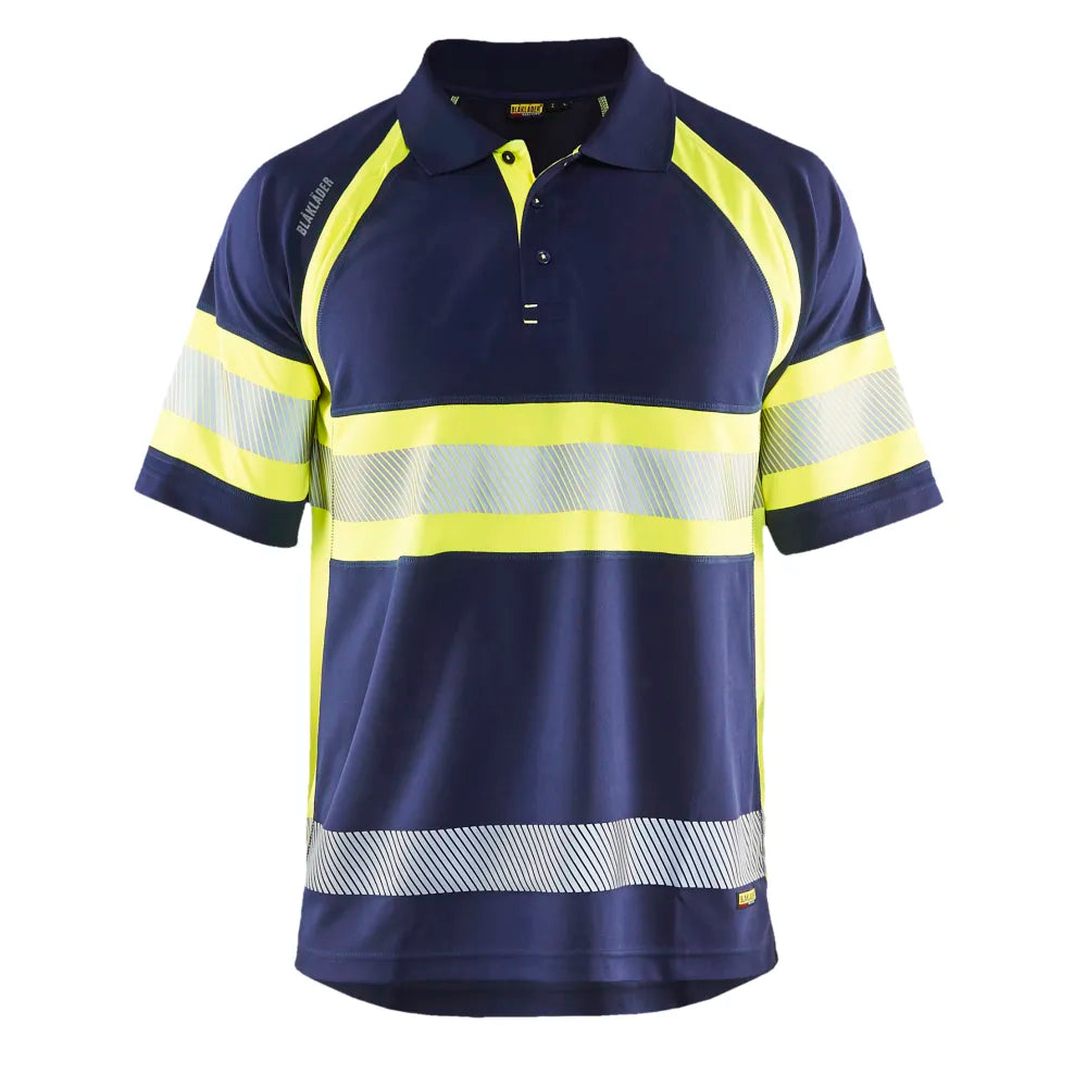 Blaklader 3338 1051 Uv-Poloshirt High Vis Klasse 1 Marine High Vis Geel