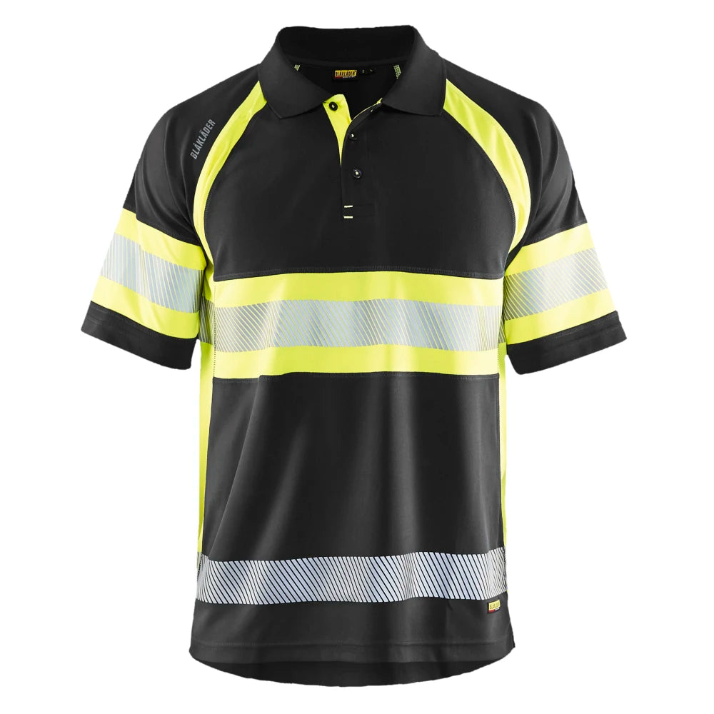 Blaklader 3338 1051 Uv-Poloshirt High Vis Klasse 1 Zwart High Vis Geel