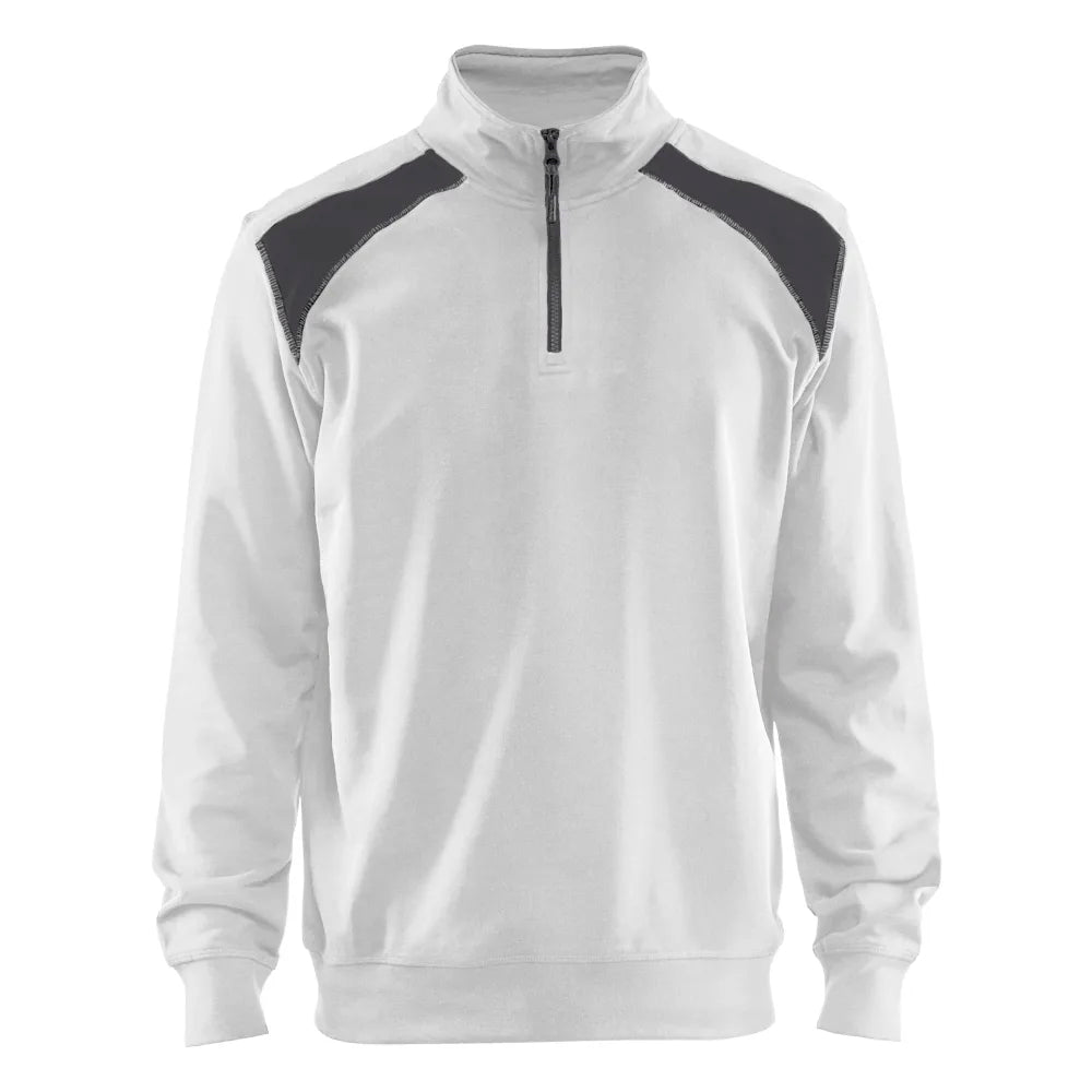Blaklader 3353 1158 Sweatshirt Bi-Colour Met Halve Rits Wit Donkergrijs
