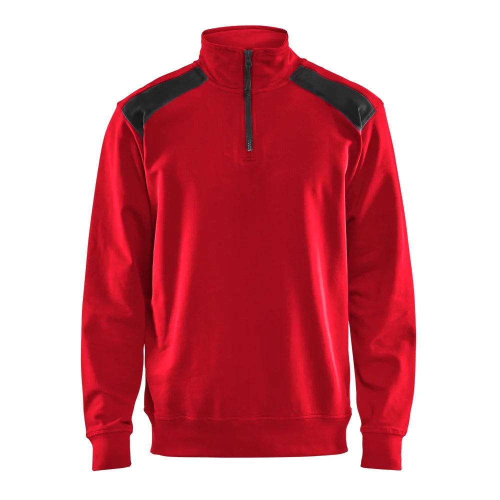 Blaklader 3353 1158 Sweatshirt Bi-Colour Met Halve Rits Rood Zwart