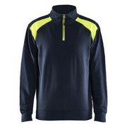 Blaklader 3353 1158 Sweatshirt Bi-Colour Met Halve Rits Donker Marineblauw High Vis Geel