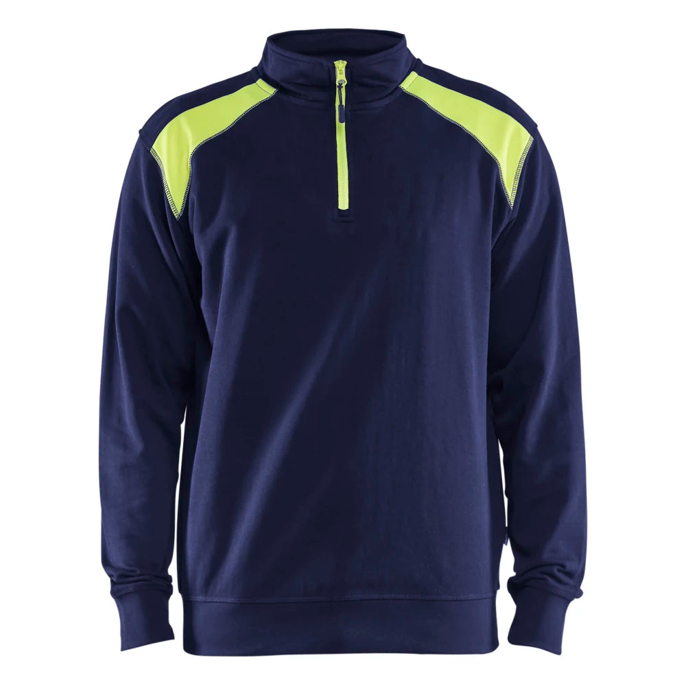 Blaklader 3353 1158 Sweatshirt Bi-Colour Met Halve Rits Marine High Vis Geel