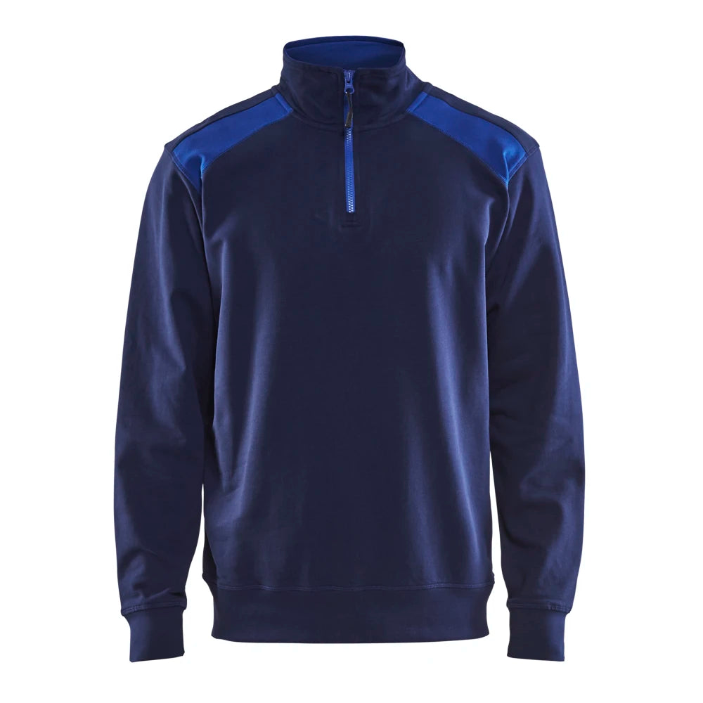 Blaklader 3353 1158 Sweatshirt Bi-Colour Met Halve Rits Marineblauw Korenblauw