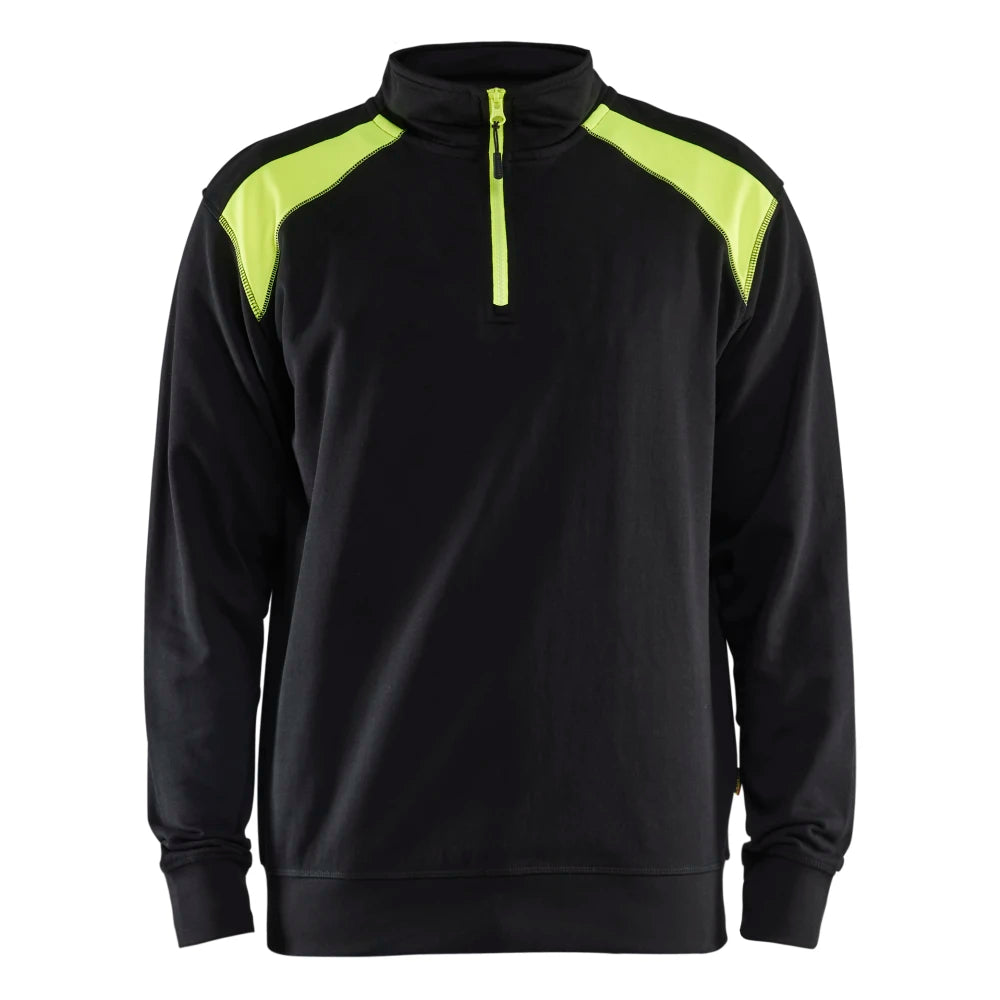Blaklader 3353 1158 Sweatshirt Bi-Colour Met Halve Rits Zwart High Vis Geel
