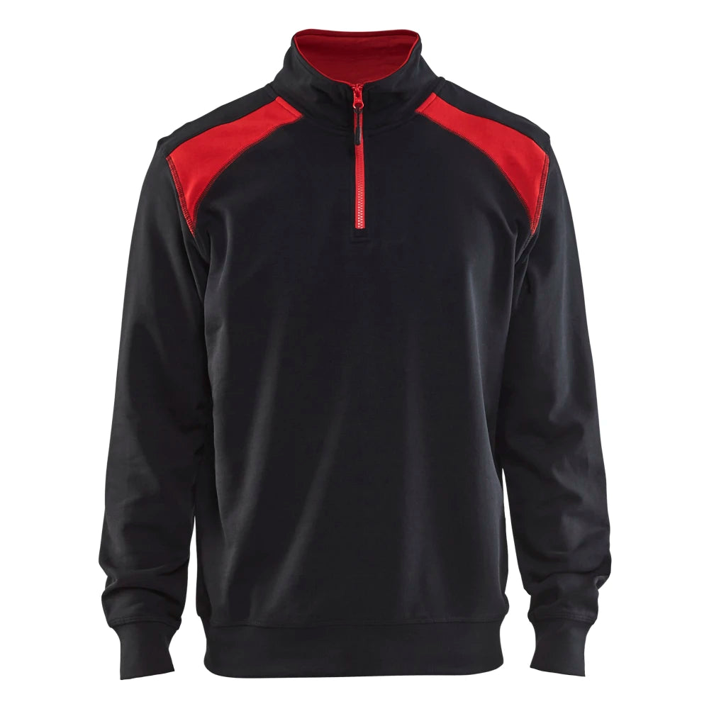 Blaklader 3353 1158 Sweatshirt Bi-Colour Met Halve Rits Zwart Rood