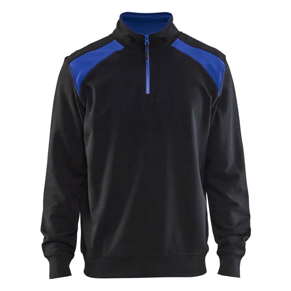 Blaklader 3353 1158 Sweatshirt Bi-Colour Met Halve Rits Zwart Korenblauw