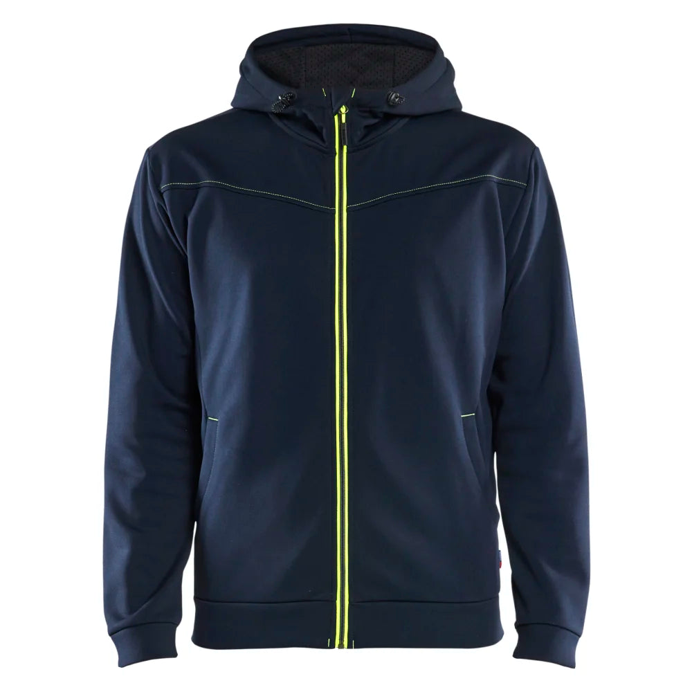 Blaklader 3363 2526 Hooded Sweatshirt Met Rits Donker Marineblauw High Vis Geel