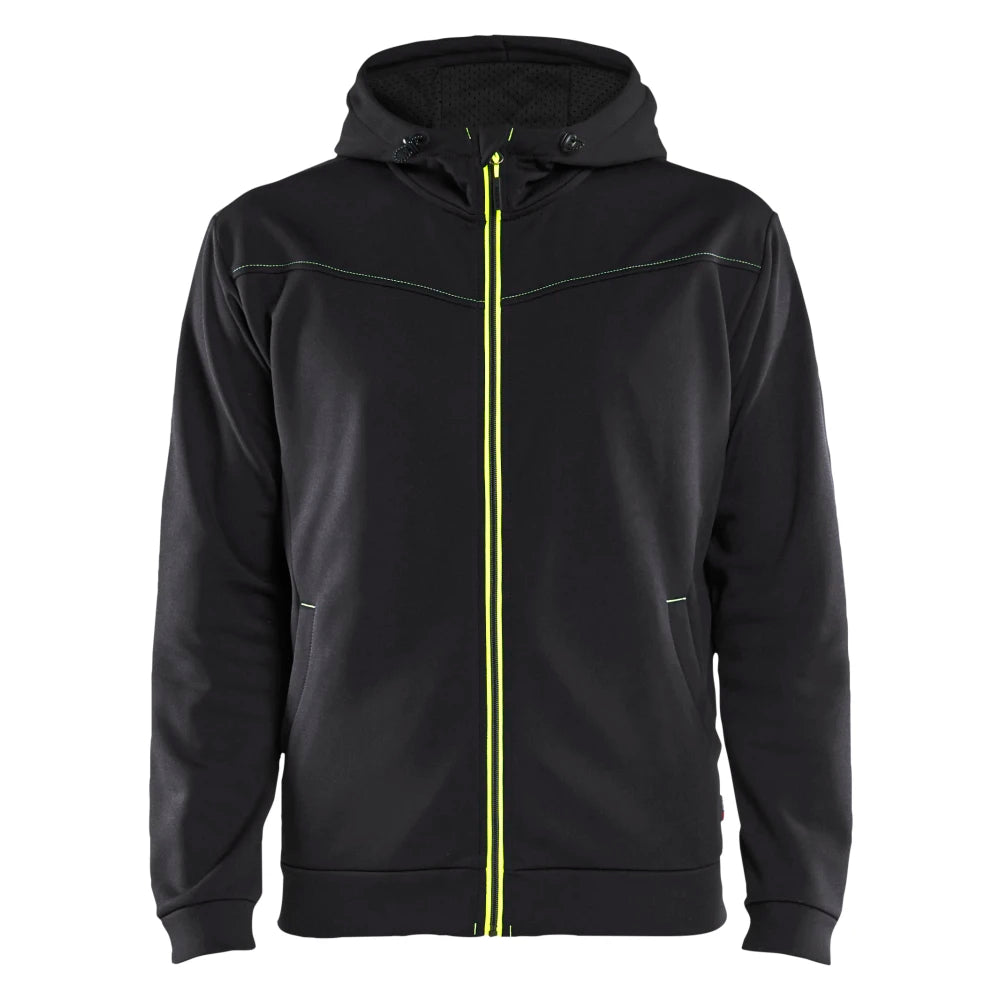 Blaklader 3363 2526 Hooded Sweatshirt Met Rits Zwart High Vis Geel