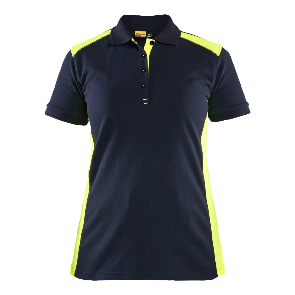 Blaklader 3390 1050 Dames Poloshirt Donker Marineblauw High Vis Geel