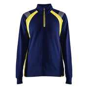 Blaklader 3403 1158 Dames Sweatshirt Met Halve Halve Rits Visible Marine High Vis Geel