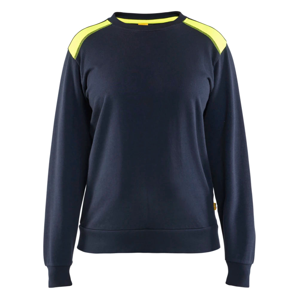 Blaklader 3408 1158 Dames Sweatshirt Bi-Colour Donker Marineblauw High Vis Geel