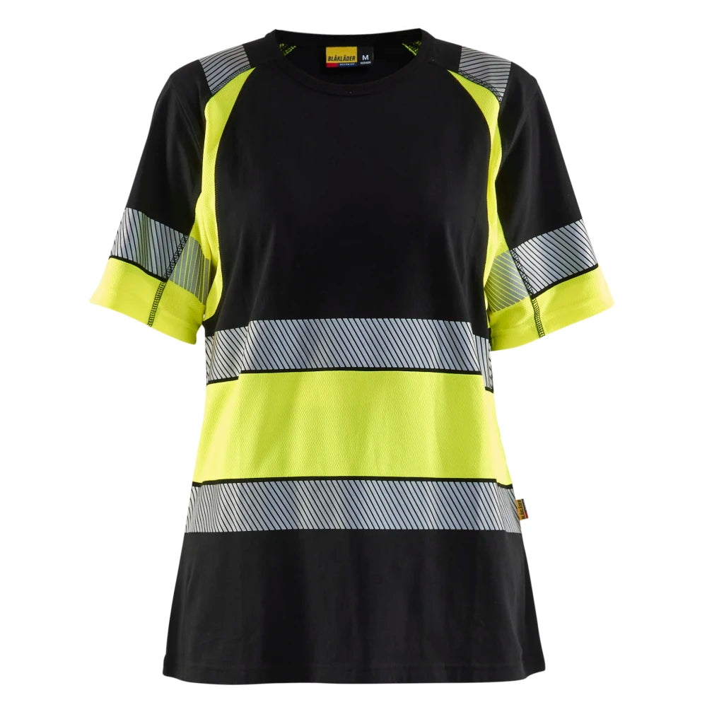Blaklader 3410 1030 Dames T-Shirt High Vis Zwart High Vis Geel