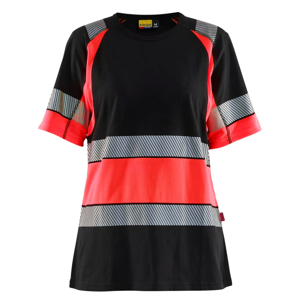 Blaklader 3410 1030 Dames T-Shirt High Vis Zwart High Vis Rood