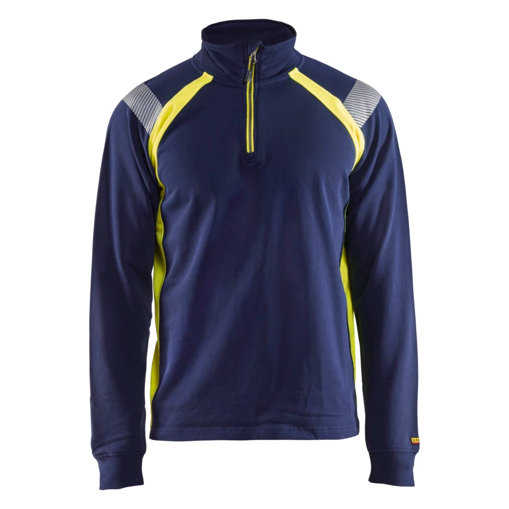 Blaklader 3432 1158 Sweatshirt Met Halve Rits Visible Marine High Vis Geel