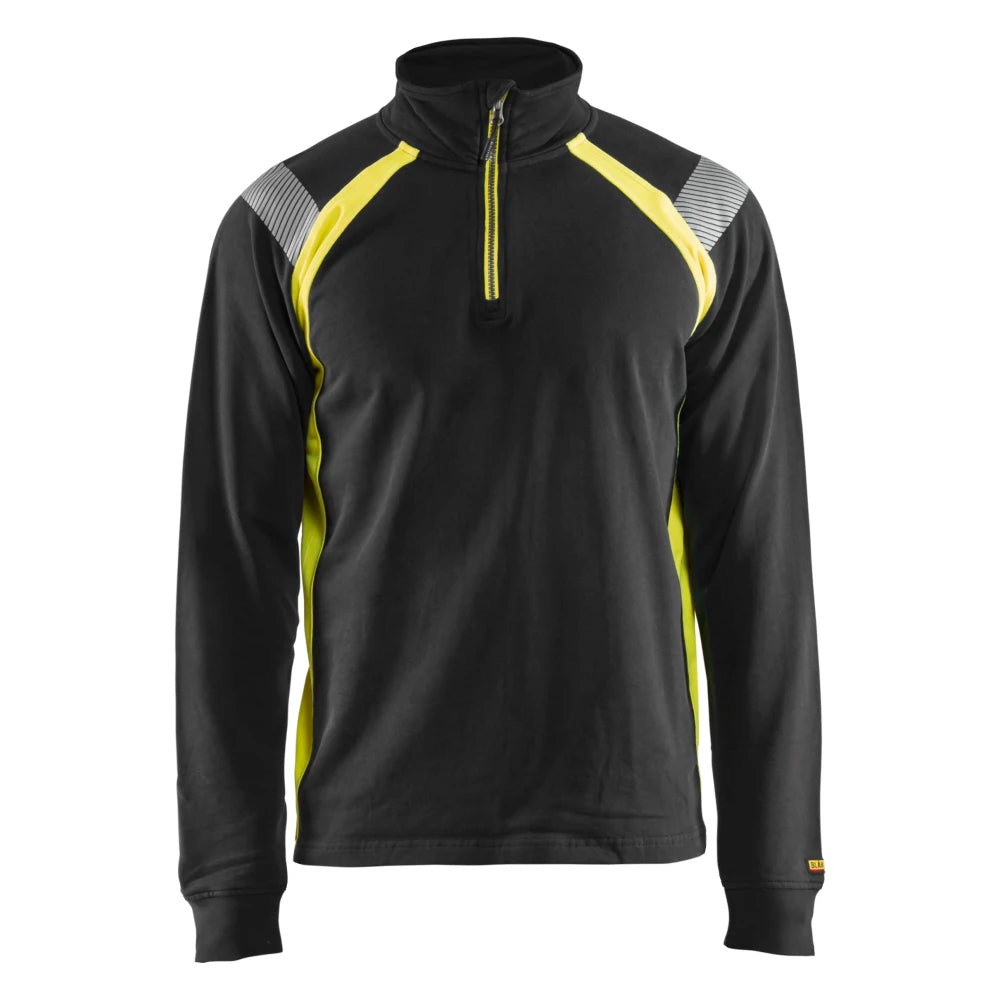 Blaklader 3432 1158 Sweatshirt Met Halve Rits Visible Zwart High Vis Geel