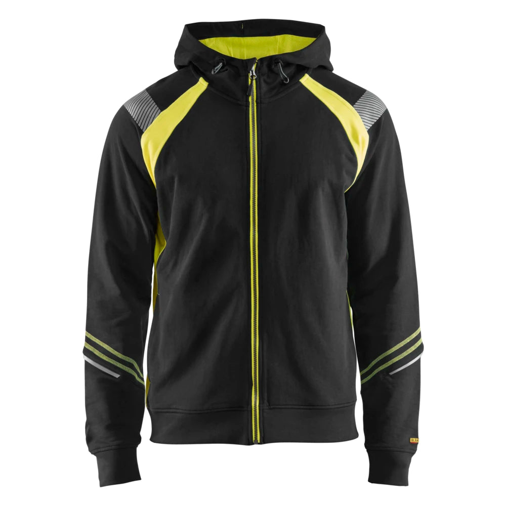 Blaklader 3433 1158 Hooded Sweatshirt Met Rits Visible Zwart High Vis Geel