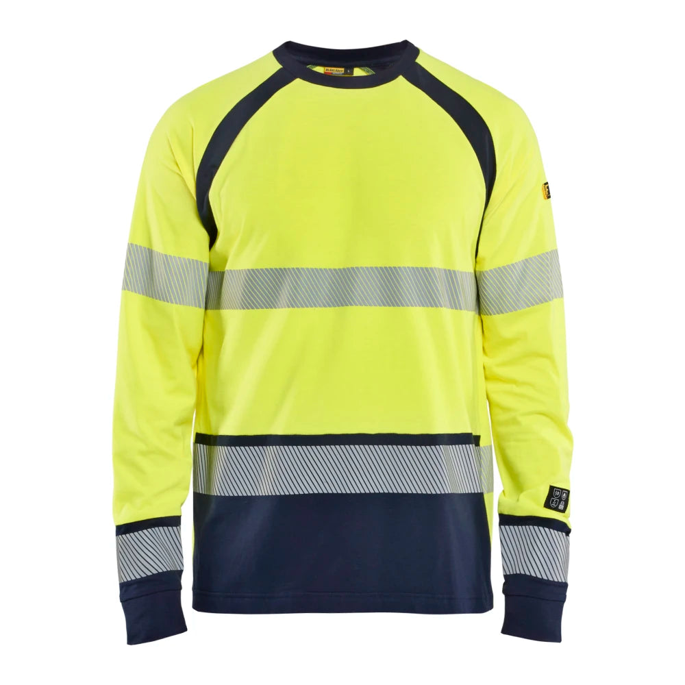 Blaklader 3436 1737 Multinorm T-Shirt Lange Mouwen High Vis Geel Marineblauw