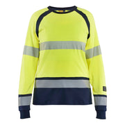 Blaklader 3437 1737 Dames Multinorm T-Shirt Lange Mouwen High Vis Geel Marineblauw